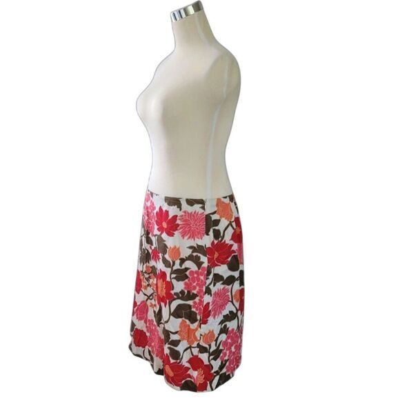 Ann Taylor Pink and Red Floral A-line Skirt Size 10 - Picture 3 of 7